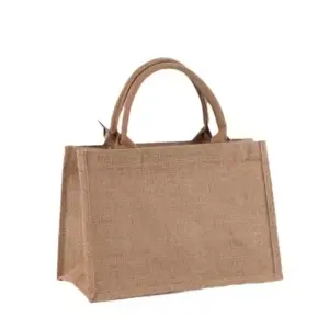 The Large Capacity Jute Shopping Tote features two handles and a rectangular shape, shown against a white background, and is offered with OEM and ODM customization options.