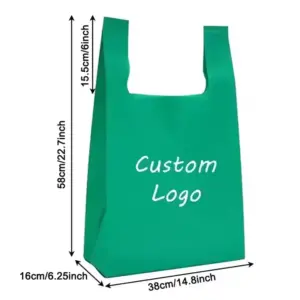 Reusable Eco-Friendly Canvas Shopping Tote with custom logo text; available for OEM/ODM orders. Size: 58x38x16 cm (22.7x14.8x6.25 in).