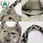 Kolaj nan nouvo konsepsyon mòd twal la Tote ak brode, Prezante detay floral, Yon manch trese, ak yon pòch enteryè zip.