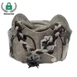 Nouvo konsepsyon mòd twal Tote ak brode, Twal gri, Trese manch, modèl floral, ak flè dekoratif twal; Honorisk logo chin an tap. Sèvis OEM ak ODM ki disponib.