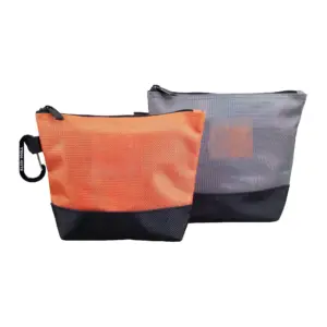 Two Customizable Oxford Waterproof Zippered Tool Pouches—one orange, one gray with black bottoms—are displayed on a white background, ideal for OEM and ODM customization needs.