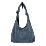 Blue Blue Casual Corduroy Crossbody z wiązanymi paskami i jednym przyciskiem zamknięcia, Dostępne do dostosowywania OEM lub ODM, pokazane na zwykłym białym tle.