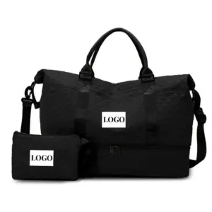 Business Travel Large-Capacity Tote with detachable pouch, both featuring a "LOGO" label. Ideal for OEM/ODM customization to fit your brand needs.