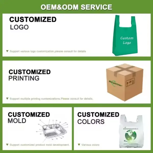 Grafikek ku ji bo Logo Custom û OMP-ê vebijarkên OEM û ODM nîşan dide, çapnivîs, Madeekehîkî, û rengê li ser pakêtê eko-hevalbendiya eko.