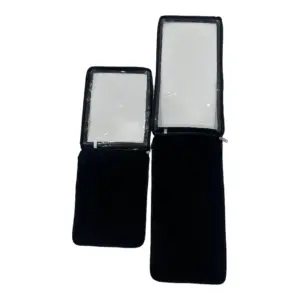 Luxury Velvet Jewelry Organizer with Transparent Lid in two sizes, shown on a white background—perfect for OEM/ODM customization.