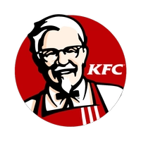 KFC logo featuring a smiling man with glasses, white hair, and a red apron on a red circle background, perfect for OEM ODM branding needs.