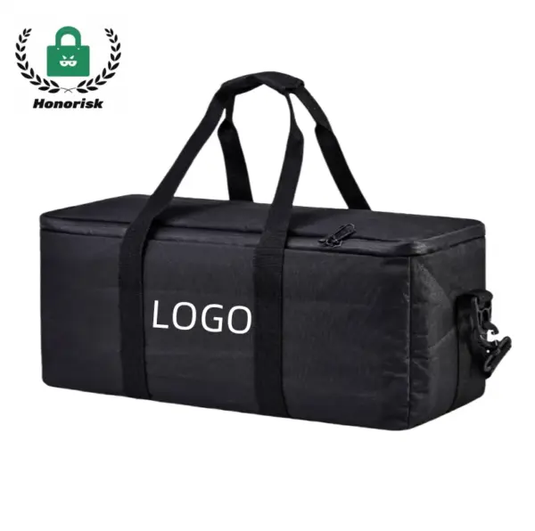 Waterproof large capacity rectangular carry bag for camera support and light stands, with handles, shoulder strap, and "LOGO" on the side. OEM and ODM customization available.