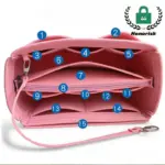 Beg tandas berbilang petak kalis air berwarna merah jambu, ciri -ciri 15 bahagian bernombor, Ditunjukkan Terbuka dengan Tali Pergelangan dan Logo Honorisk. Sesuai untuk penyesuaian OEM/ODM untuk memenuhi keperluan jenama anda.