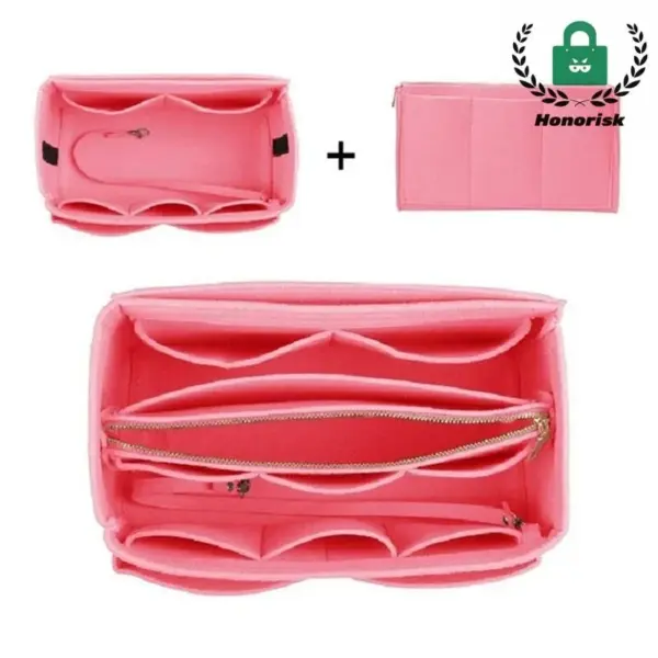 Waterproof Multi-Compartment Toiletry Bag shown from various angles, includes a matching zip pouch. OEM and ODM services offered for customized designs.