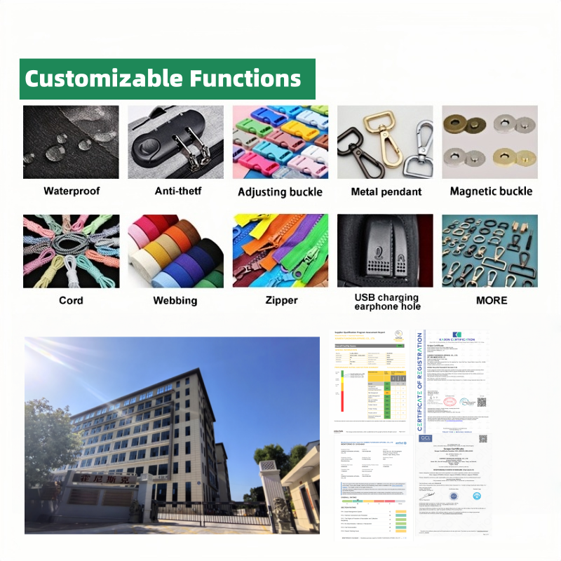 Front view of the beige quilted backpack showcasing its clean design and pockets.