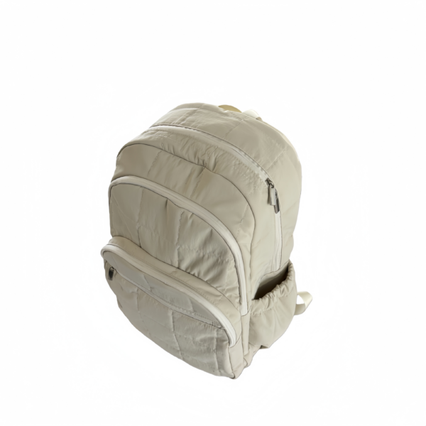 Beige Quilted Lightweight Commuter Backpack-05