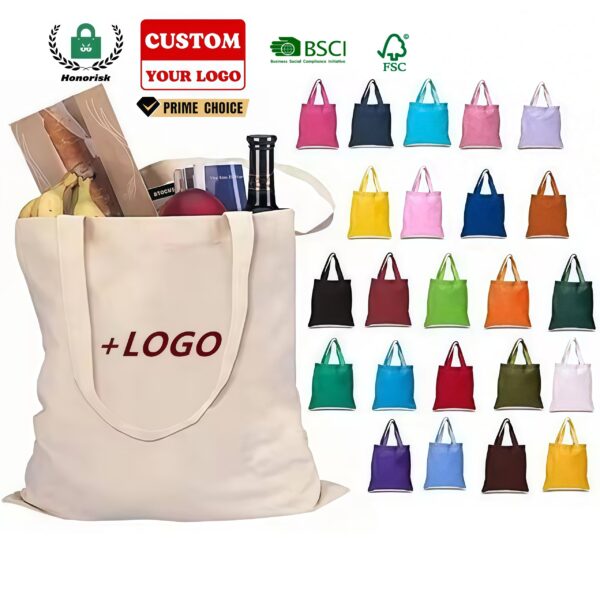 Oanpaste Canvas Tote Bag - OEM-logo oanpasbere multi-colour werbrûkbere tas